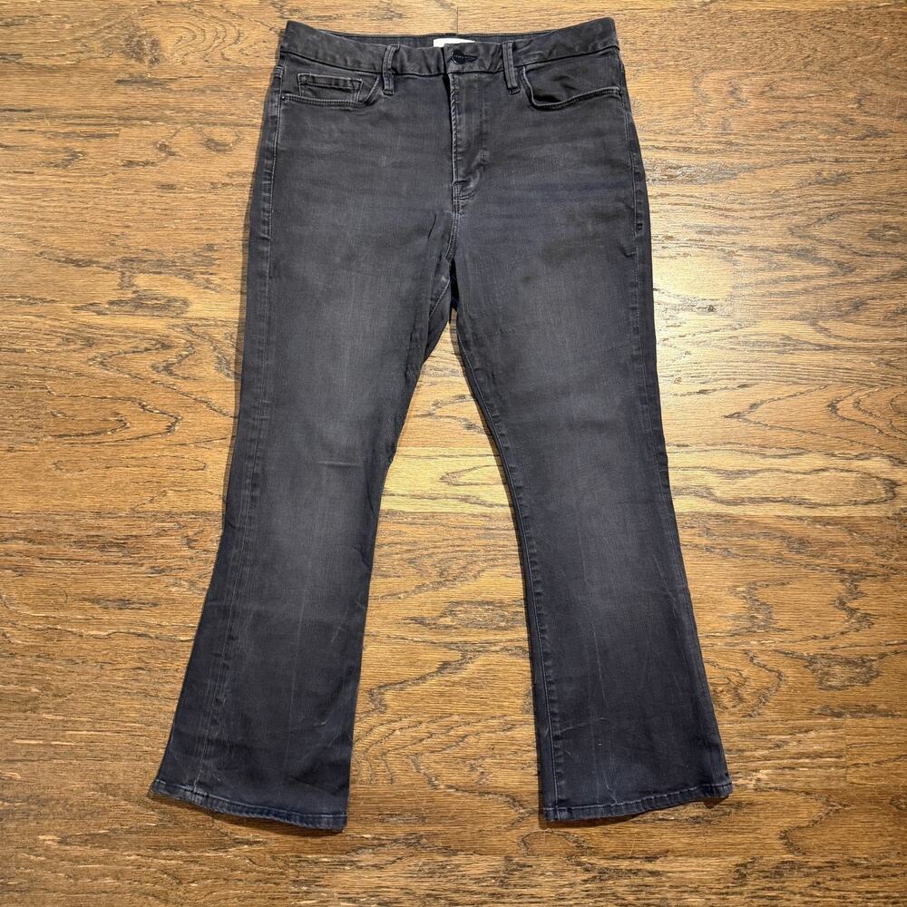 Frame Le Mini Boot Cut Jeans Black Noir High Rise Size 32